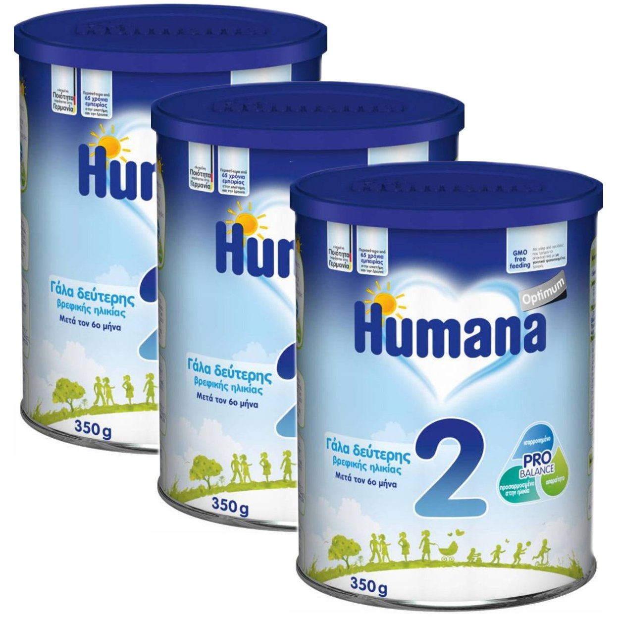 Humana PROMO PACK Optimum 2 Мляко за кърмачета след 6 месеца 3X350gr