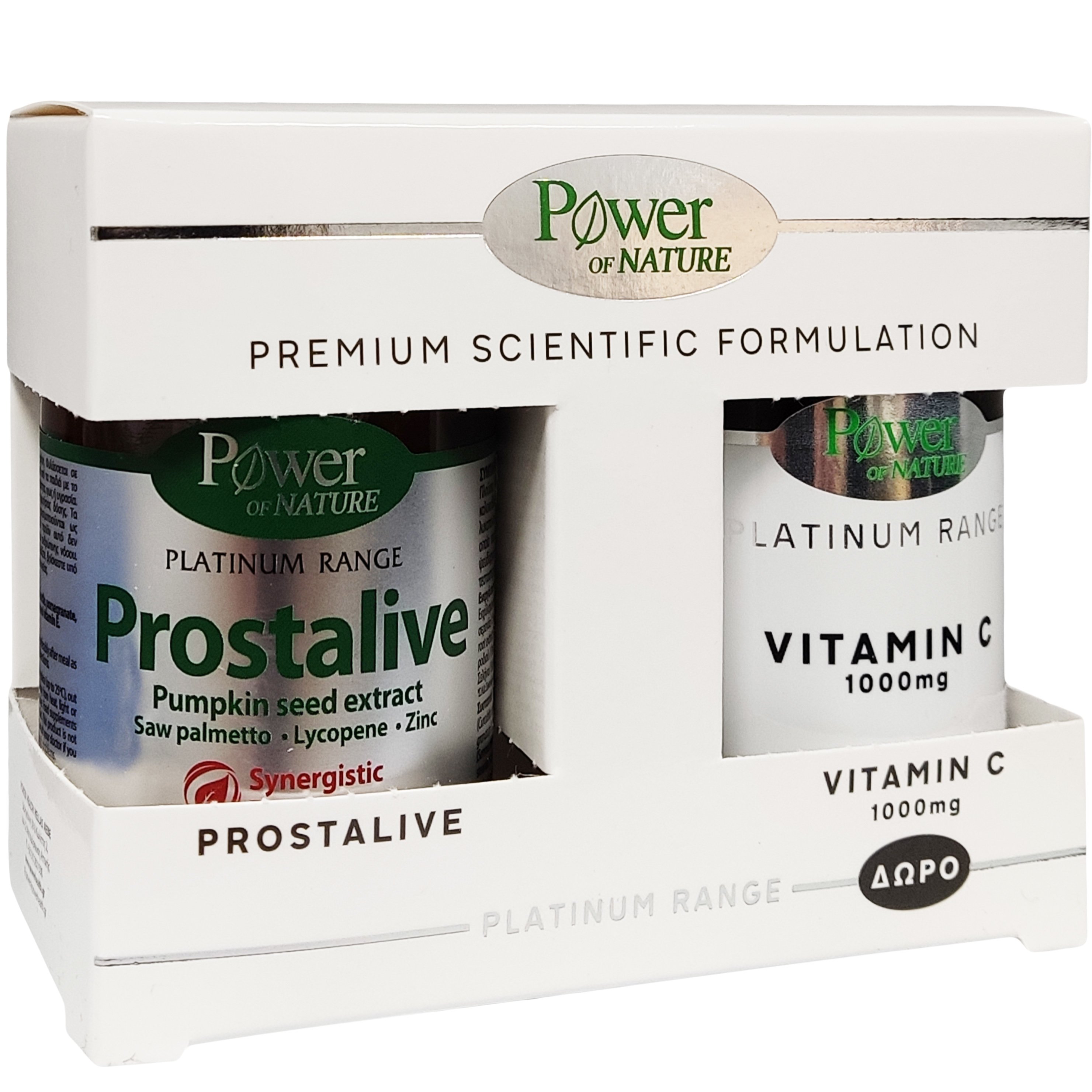 Power of Nature Platinum Range Πακέτο Προσφοράς Prostalive 30caps & Δώρο Vitamin C 1000mg 20caps