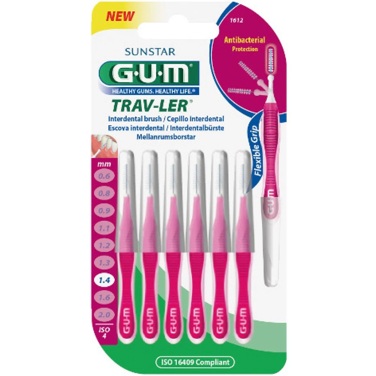 GumTrav-LerInterdentalBrush6Τεμάχια-1.4mm