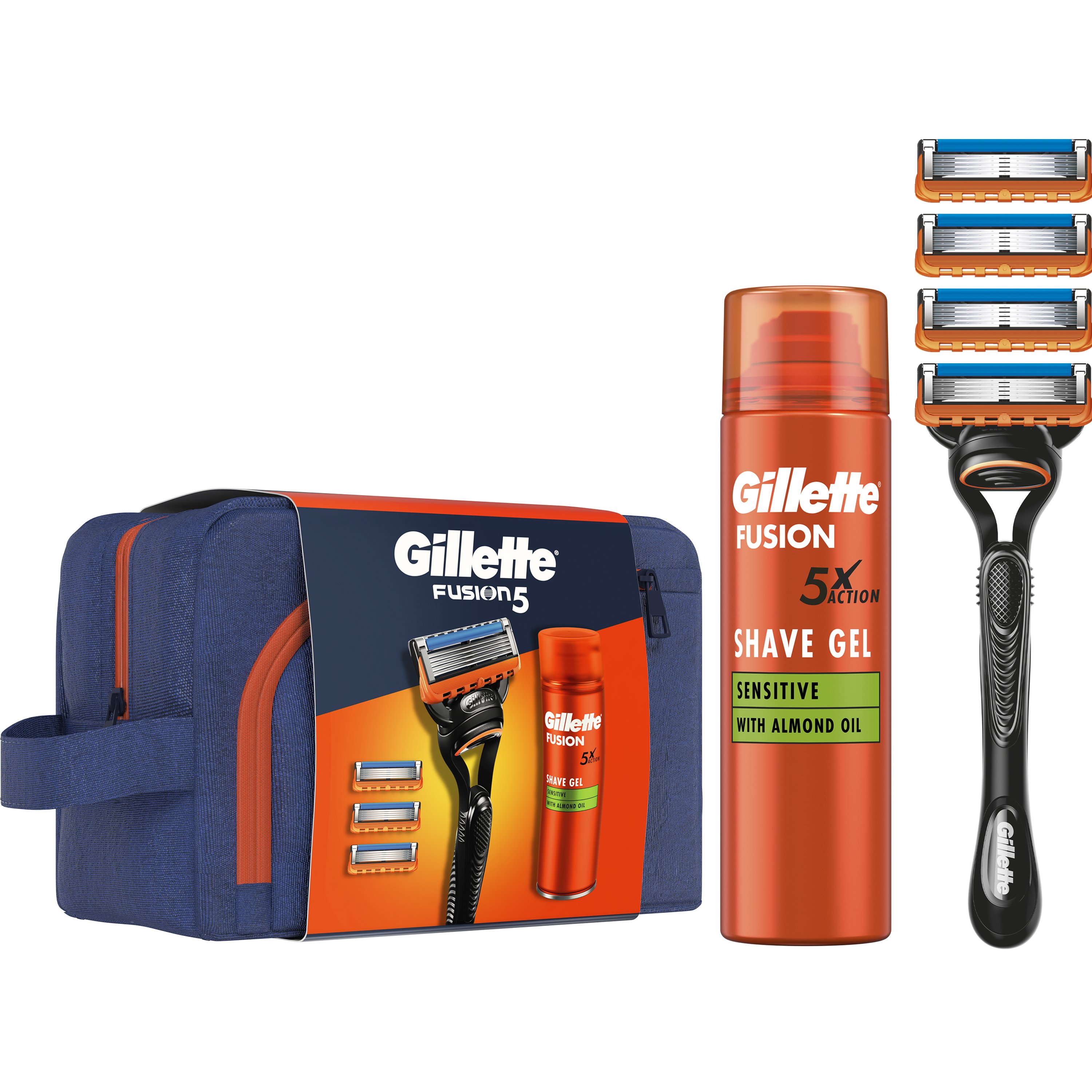 GillettePromoFusion5Razor1Τεμάχιο&ReplacementRazor4Τεμάχια&SensitiveShaveGel200ml&Νεσεσέρ1Τεμάχιο