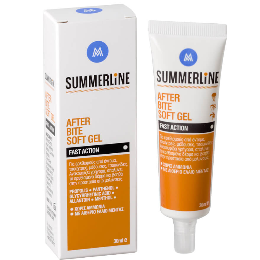 Soft bite. Софт гель. After bite Sting Relieving Gel with Propolis. Summer line after bite Soft. +Thermal after bite Gel Greece.